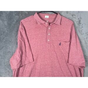 Johnnie-O Hangin Out Mens XL Henley Shirt Heather Red Short Sleeve Pocket Surfer